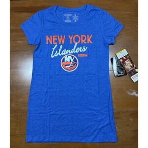 NWT CCM New York Islanders T-Shirt Womens S Blue NHL Cap Sleeve Tee B227W